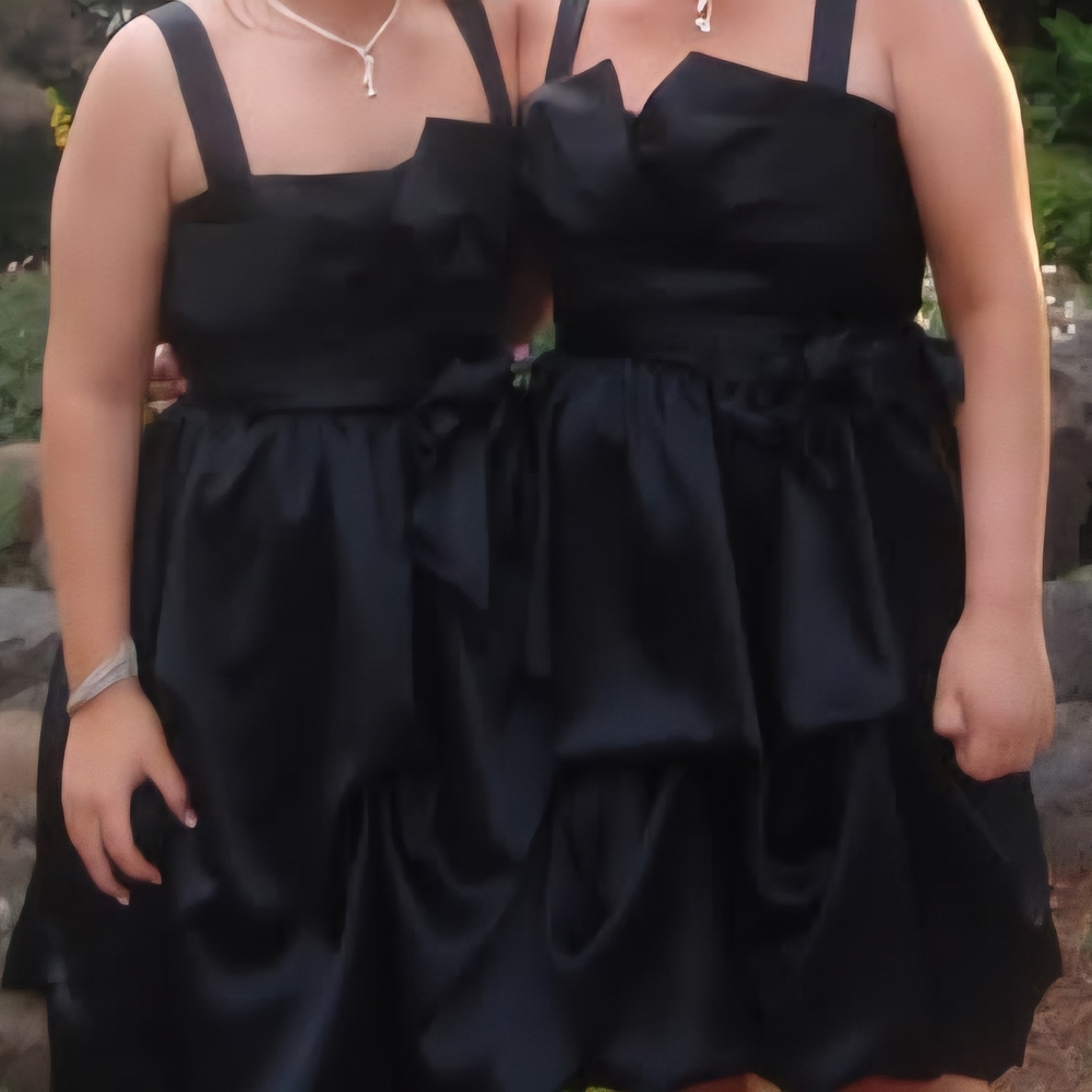 Elegant Handmade Black Satin Bridesmaid Dress With Sash Size L